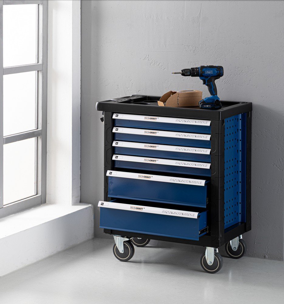 Werkstattwagen ca.77x47x90 cm, Blau , 6 Schubladen