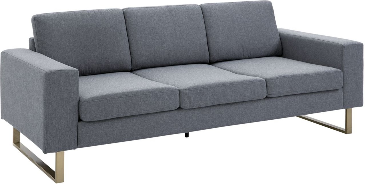 Polstersofa 3-Sitzer Sofa Stoffsofa Sitzmöbel Kissen Armlehne Leinen dunkelgrau 200 x 82 x 78 cm