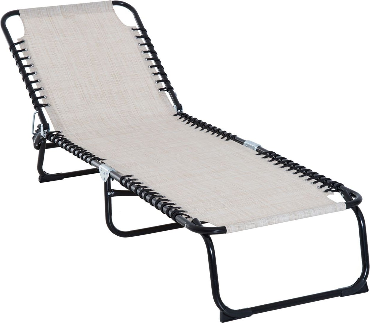 Sonnenliege Gartenliege 4-stufige Rückenlehne verstellbar Beige