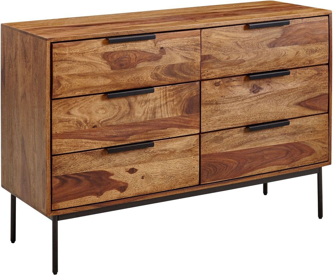 Thumbnail - WOHNLING Kommode 117x80x42 cm Holz Massiv Sideboard Anrichte Schubladenkommode