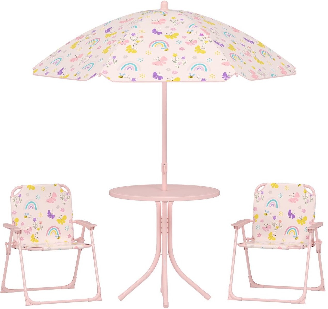 4 tlg. Kindersitzgruppe Garten mit Gartentisch 2 Klappstühle Sonnenschirm