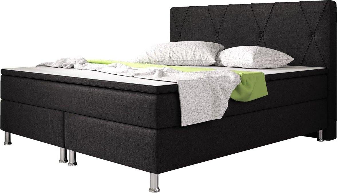 Boxspringbett Boston 180x200 Webstoff Schwarz