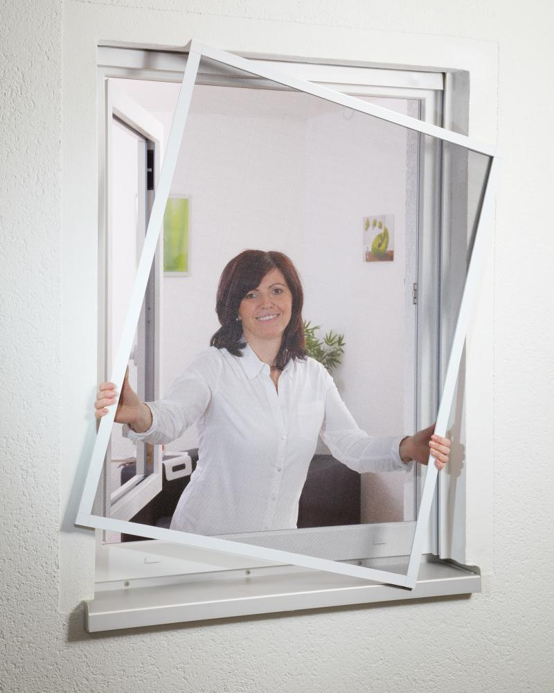 Flächenbündiger Aluminium-Fliegengitter-Bausatz "Compact", 130 x 150 cm anthrazit