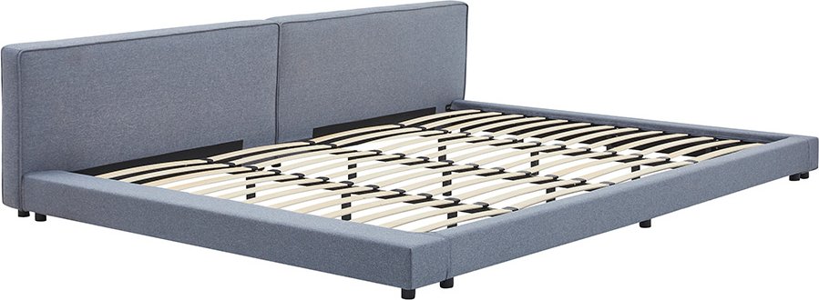 HOME DELUXE Bett mit Ablage GALAXIS – 270 x 200 cm Grau mit Matratze H3/H4