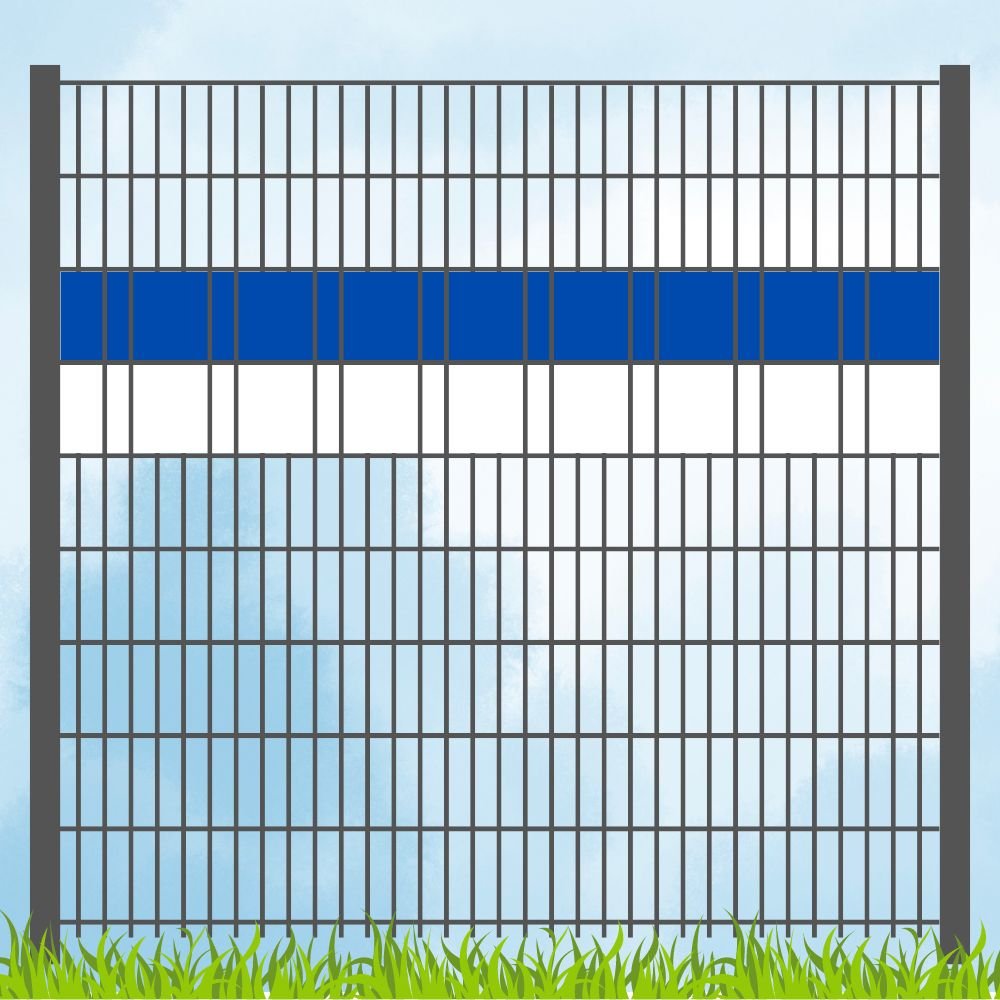 Sichtschutzstreifen PP Sichtschutz Fanartikel Vereinsfarben Blau/Weiß Volle Streifenbreite