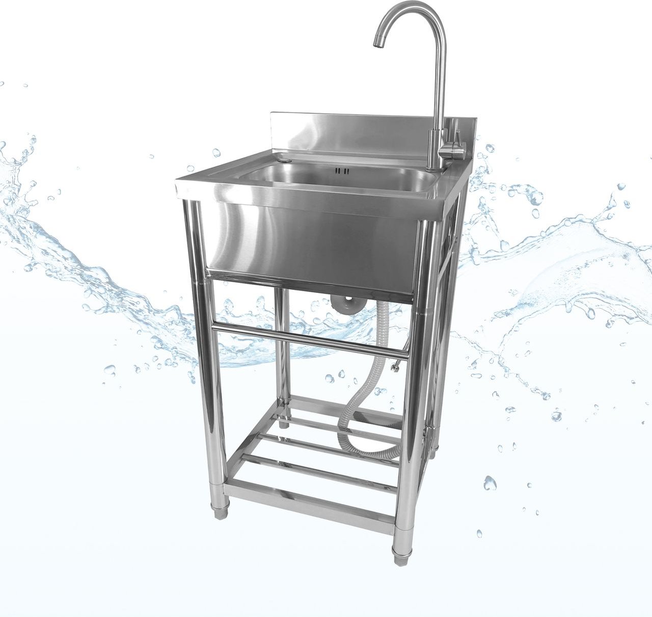 Spültisch freistehend mit Kalt Warm Anschluss, M 54,8 x 49,5 x 90 cm