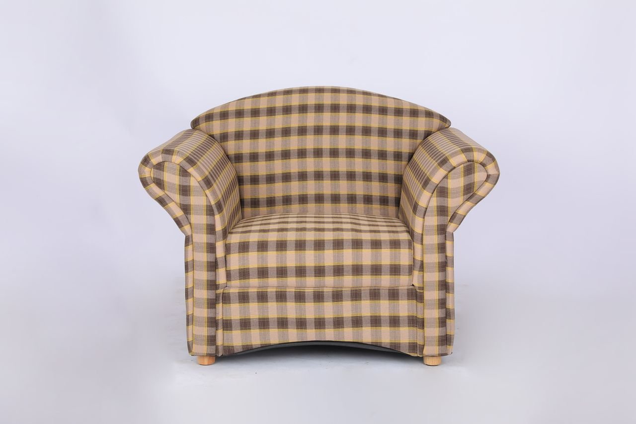 Polstersessel Loretta, ca. 110 x 84 x 84 cm – Kariert & Braun