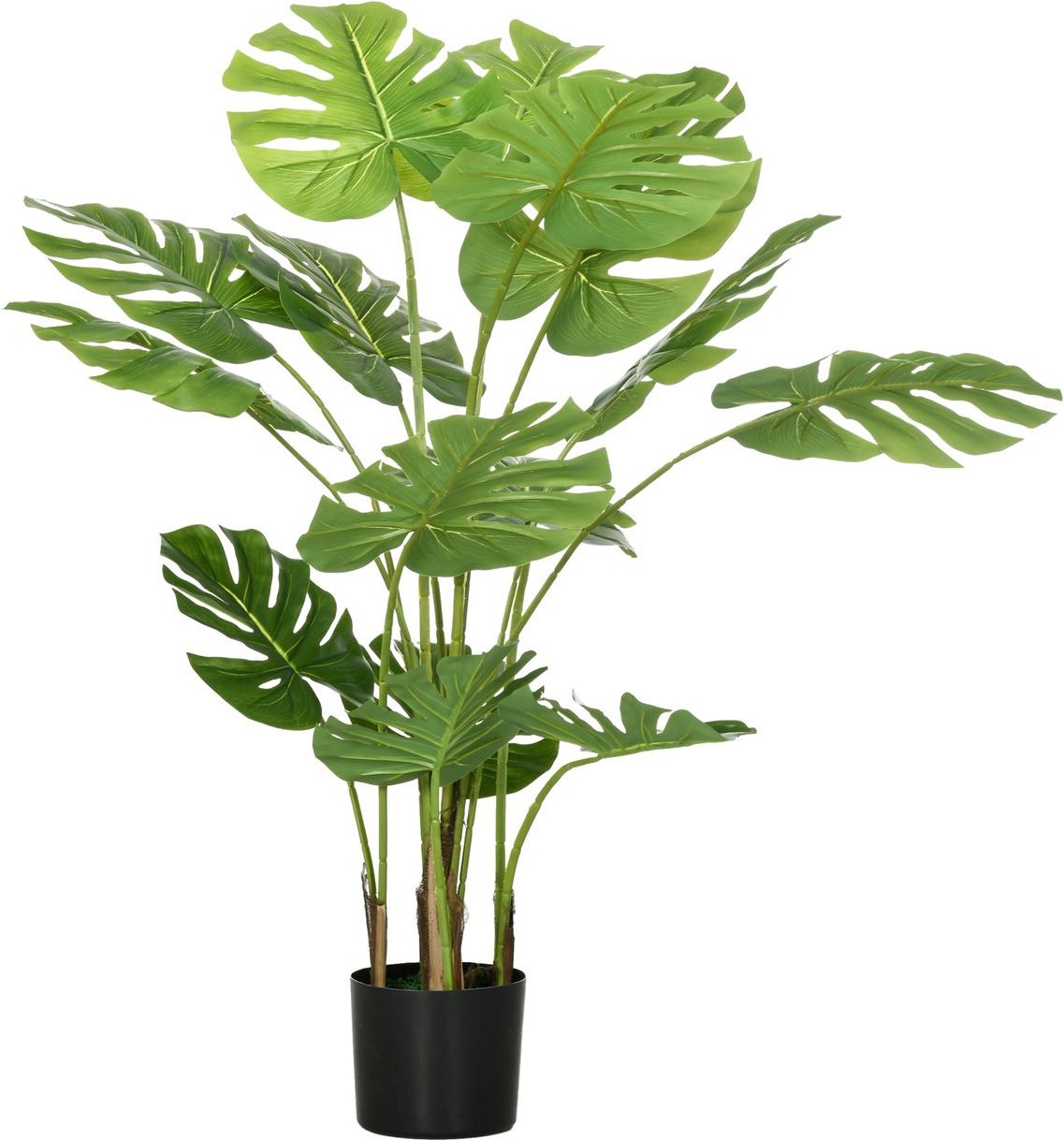 Künstliche Pflanze, 120 cm Kunstpflanze, Künstlich Monstera mit Übertopf