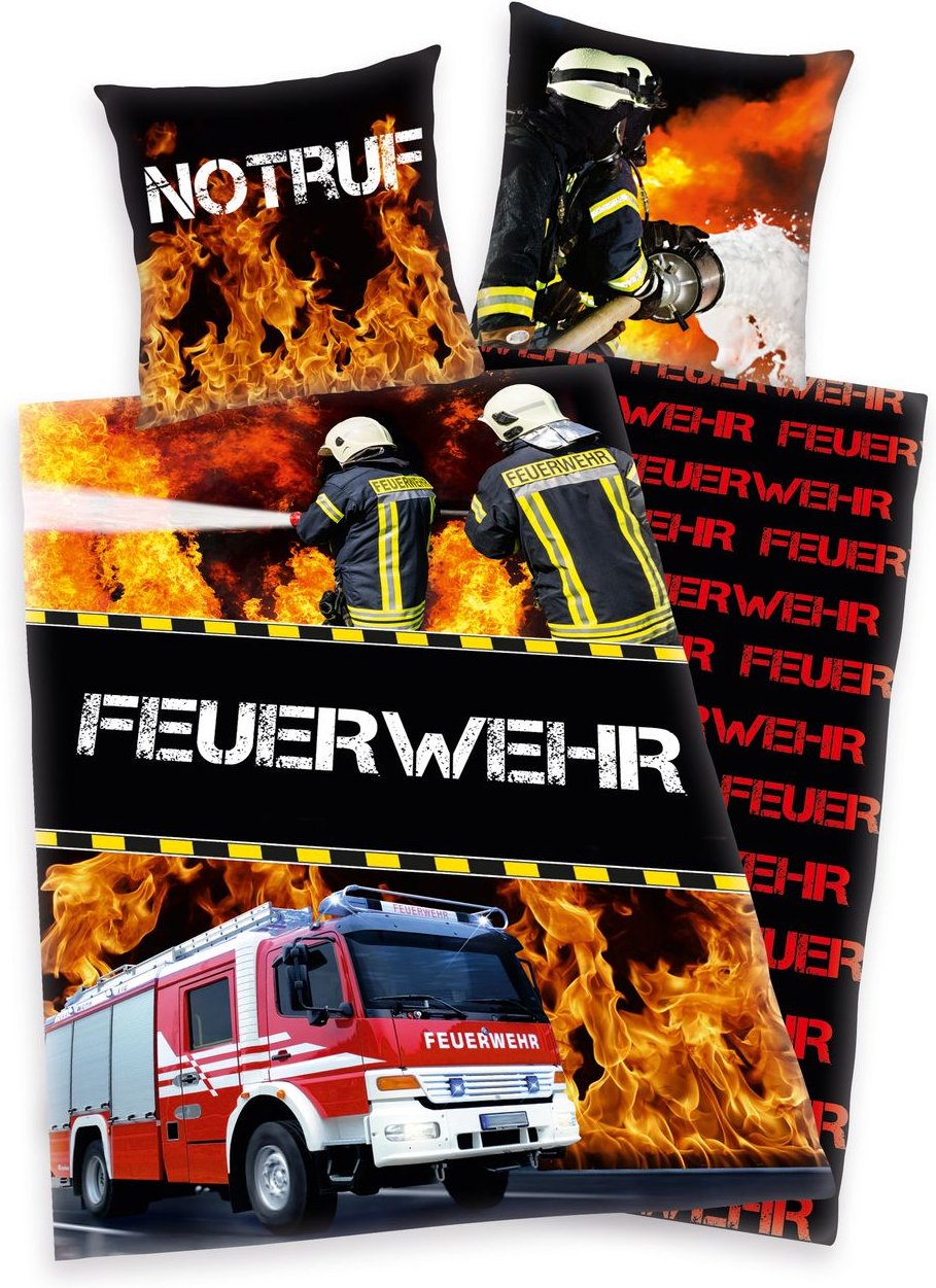 Thumbnail - Feuerwehr Bettwäsche Größe 80x80 + 135x200 cm