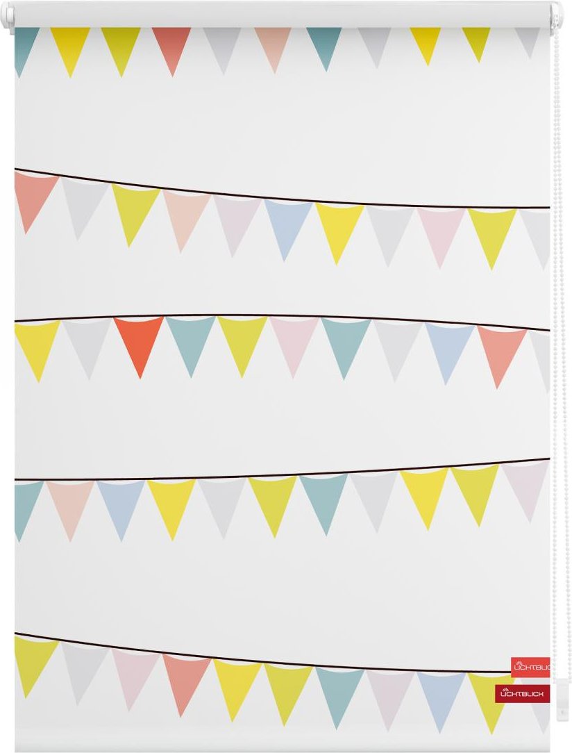 Rollo Klemmfix, ohne Bohren, blickdicht, Wimpelkette - Bunt, 45 x 150 cm (B x L)