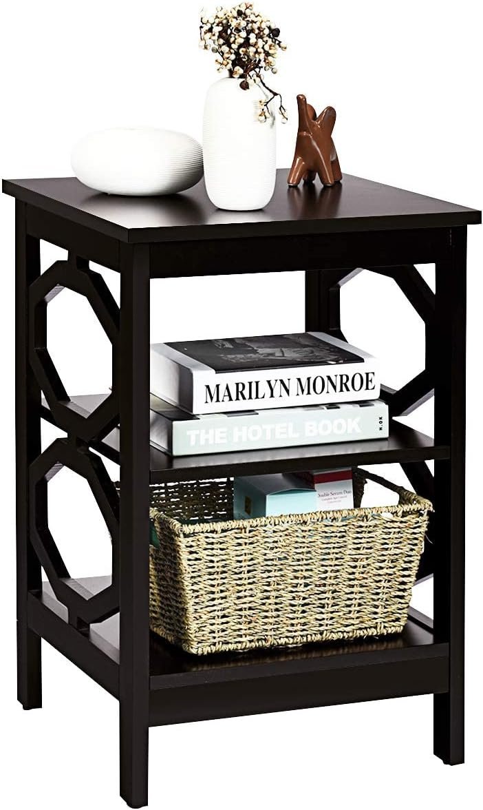 COSTWAY Nachttisch 3 Ebenen, Beistelltisch Nachtschrank