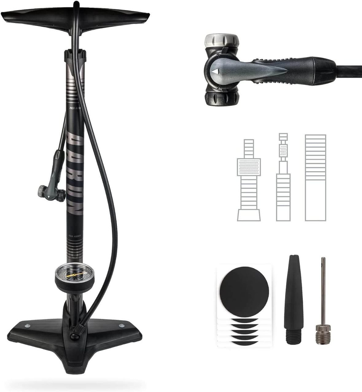 Thumbnail - Luftpumpe Sport One in Grau Fahrrad-Stand-Pumpe für alle Ventile mit Manometer