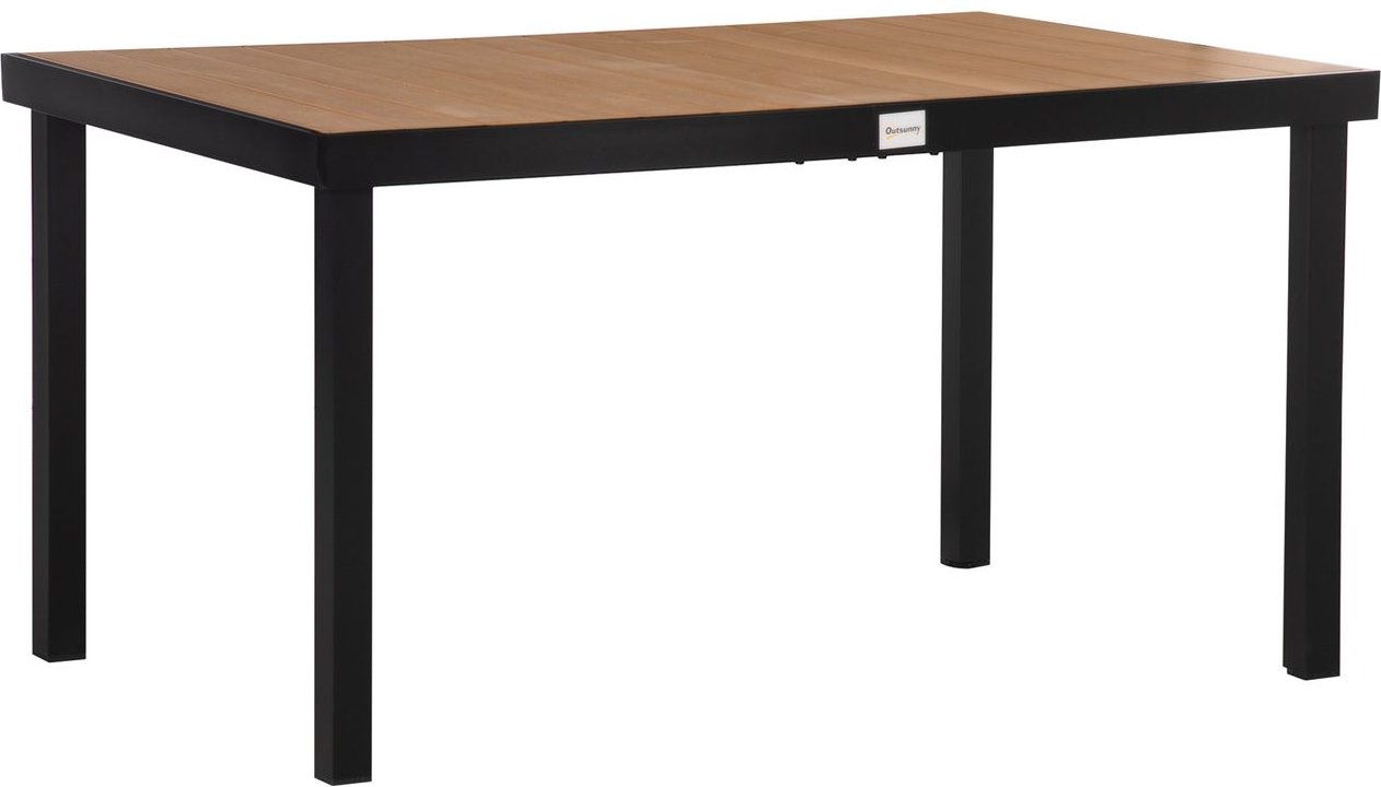 Gartentisch für 6 Personen, ca. 140 x 90 x 74 cm - Natur/Schwarz