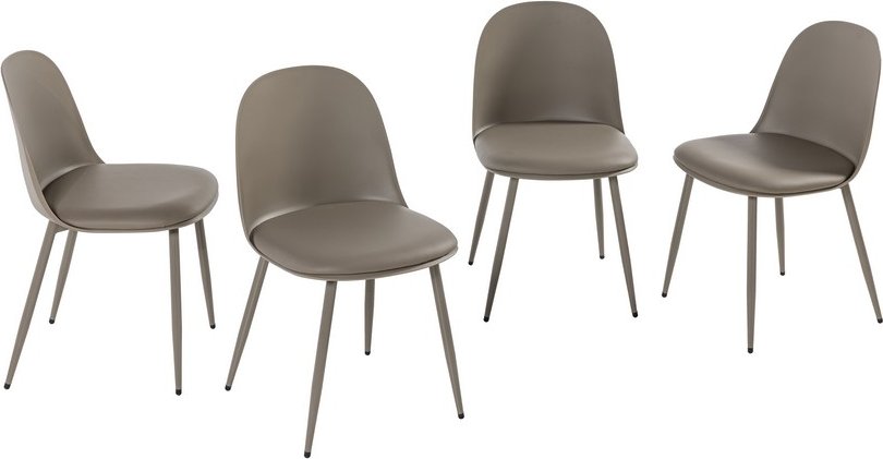 4er Stuhl Set mit Kissen und Metall Beinen - Braun