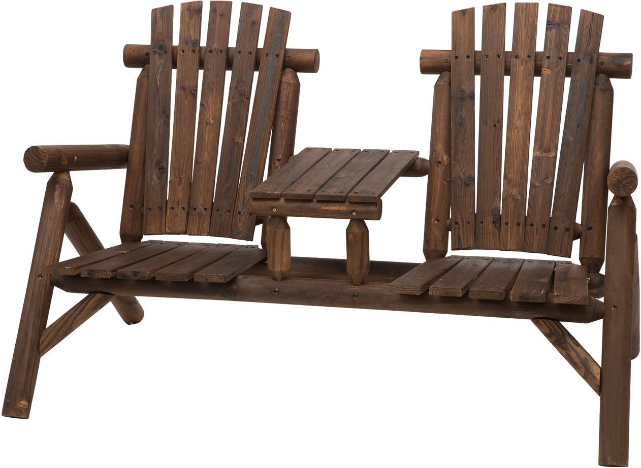 Gartenbank mit Tisch Gartenmöbel Sitzbank 2 Stühle Massivholz Braun