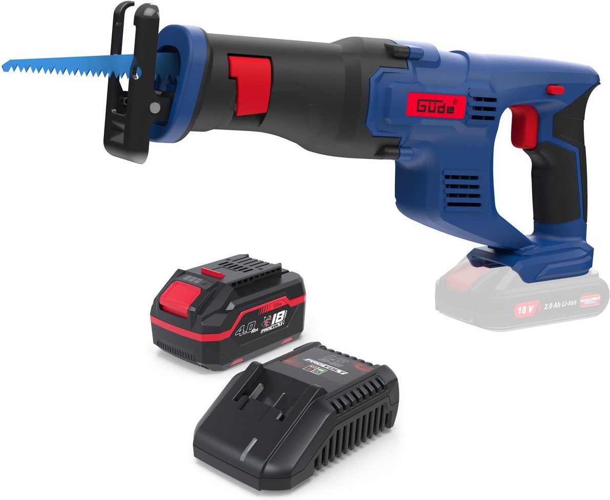 Güde Akku Universal-Säbelsäge USS 18-0 inklusive Ladegerät & Akkupack Starter-Kit Set