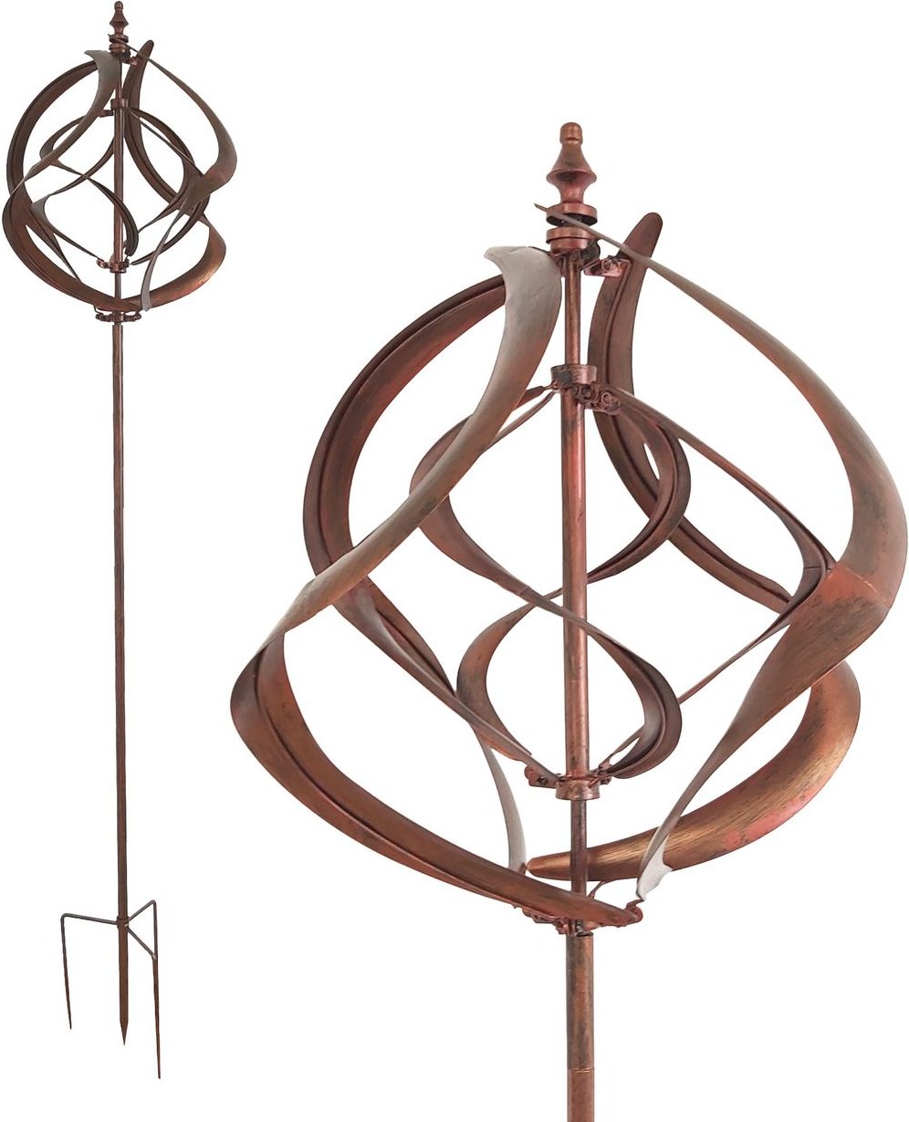 Windrad aus Metall in Kupferoptik, Gartendeko, 213 cm hoch