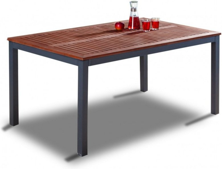 Alu-Gartentisch mit Holzplatte GENUA - Braun SE