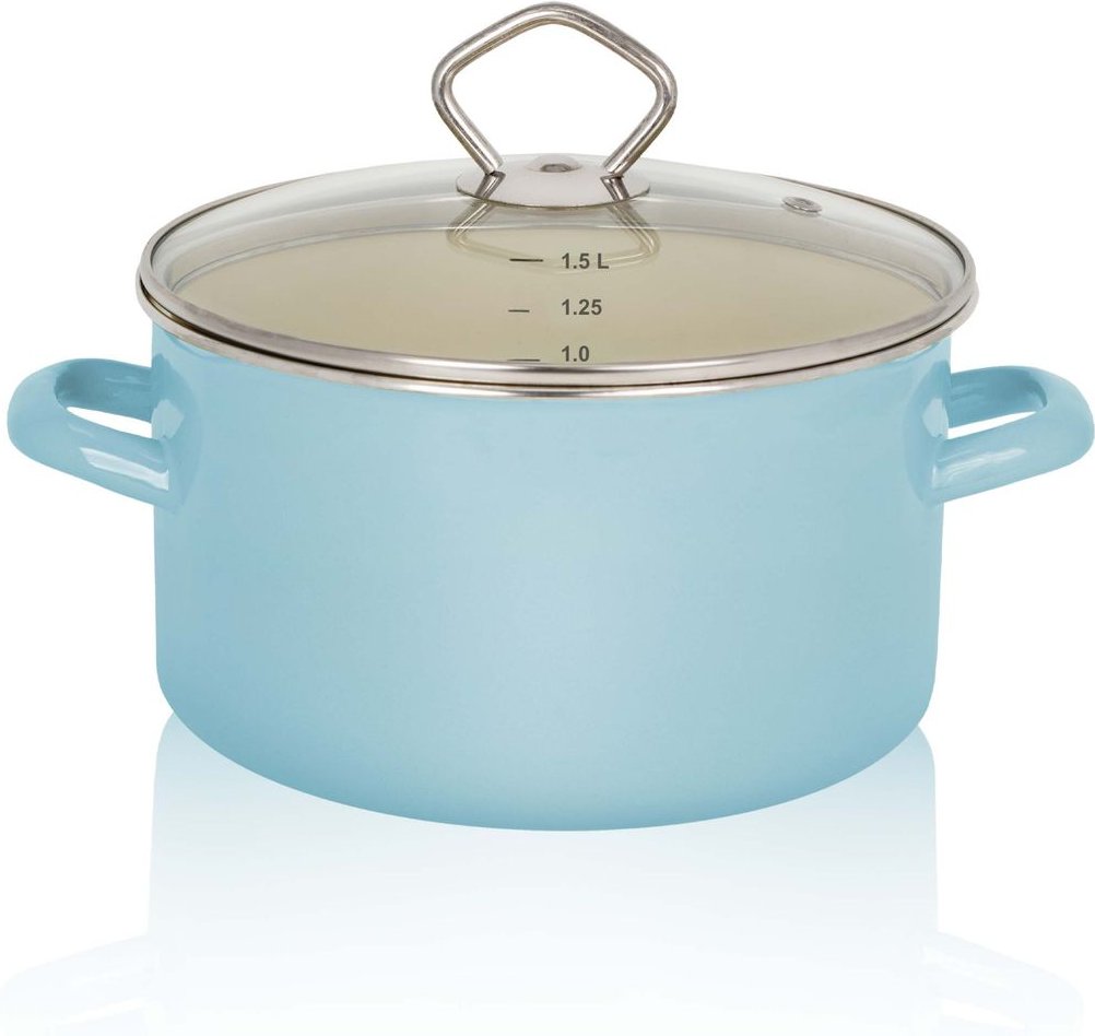 Thumbnail - Emaillierter Fleischtopf Sylt mit Glasdeckel, 16 cm