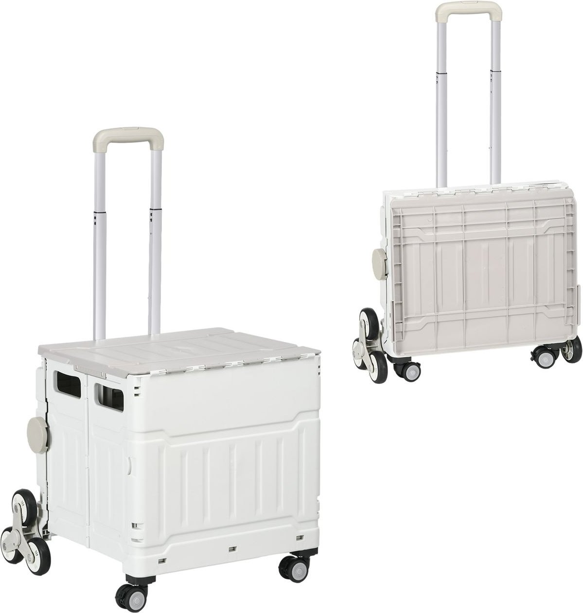 Thumbnail - Einkaufstrolley Klappbar Einkaufswagen mit Teleskop-Griff, bis 80 kg Weiß