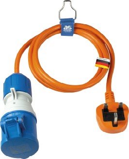Thumbnail - Adapterkabel 1,5 m British Standard BS1363 Typ G auf CEE Kupplung mit Spannungsanzeige, IP44