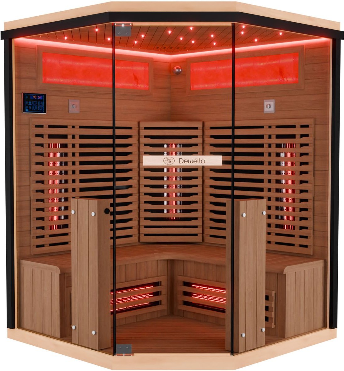 Thumbnail - Infrarotkabine KENORA 140x140 cm – Dual-Therm, Salzsteinoptik, Vollspektrumstrahler