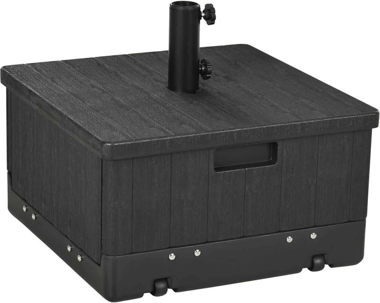 Sonnenschirmständer 3-in-1 Hochbeet, Beistelltisch mit Griff, Rollen Schwarz