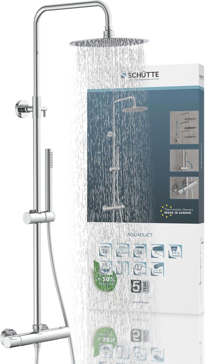 AQUADUCT Überkopfbrause-Set, Chrom