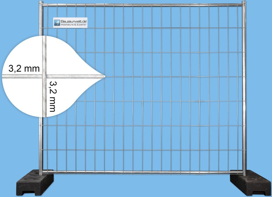 Thumbnail - 5 x Bauzaun 11 kg extra stabil 2,20 x 2,00 m - Drahtstärke 3,2 mm
