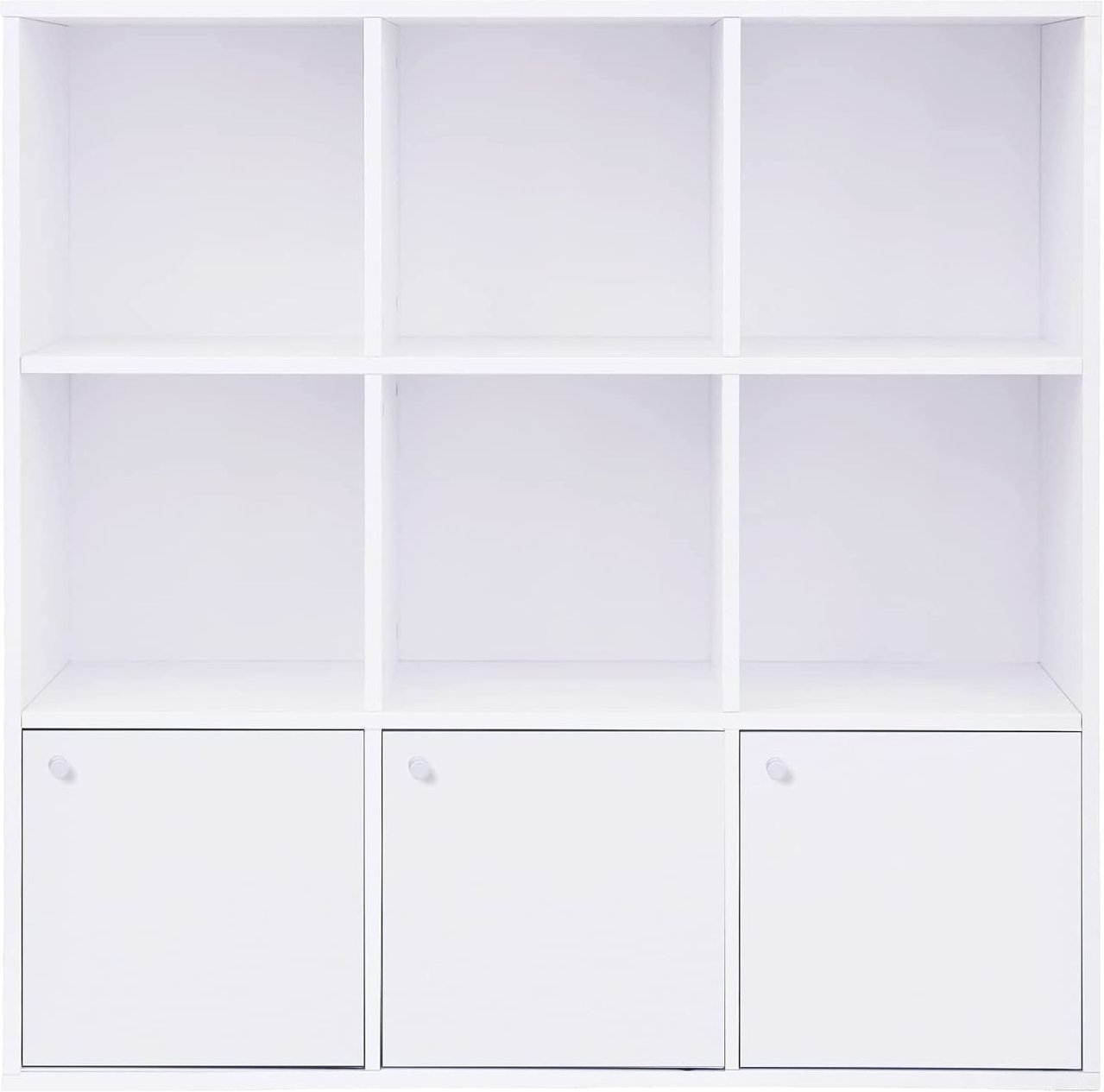 Bücherregal mit 3 Türen, weiß