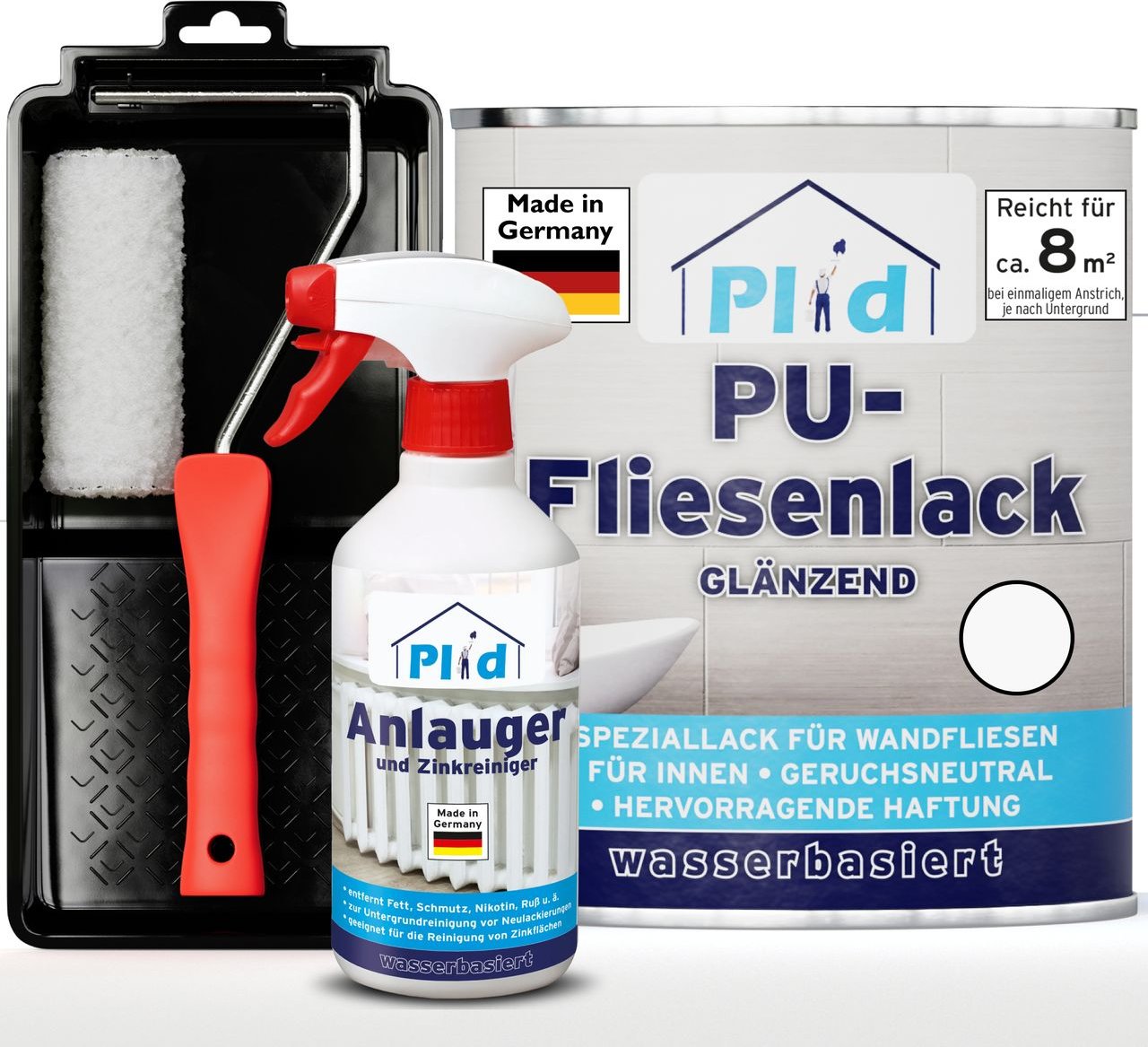 Thumbnail - Fliesenlack Set 0,75l Weiß glänzend, für ca. 8m² / Lackierset + 0,5l Anlauger