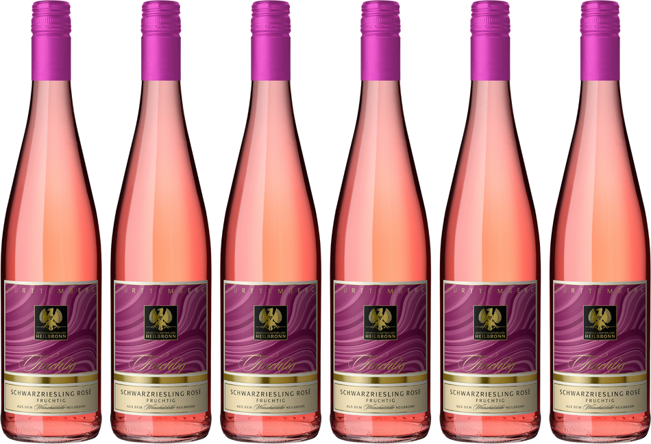 Heilbronner Schwarzriesling Rosé Qualitätswein fruchtig 6er Karton 0,75L