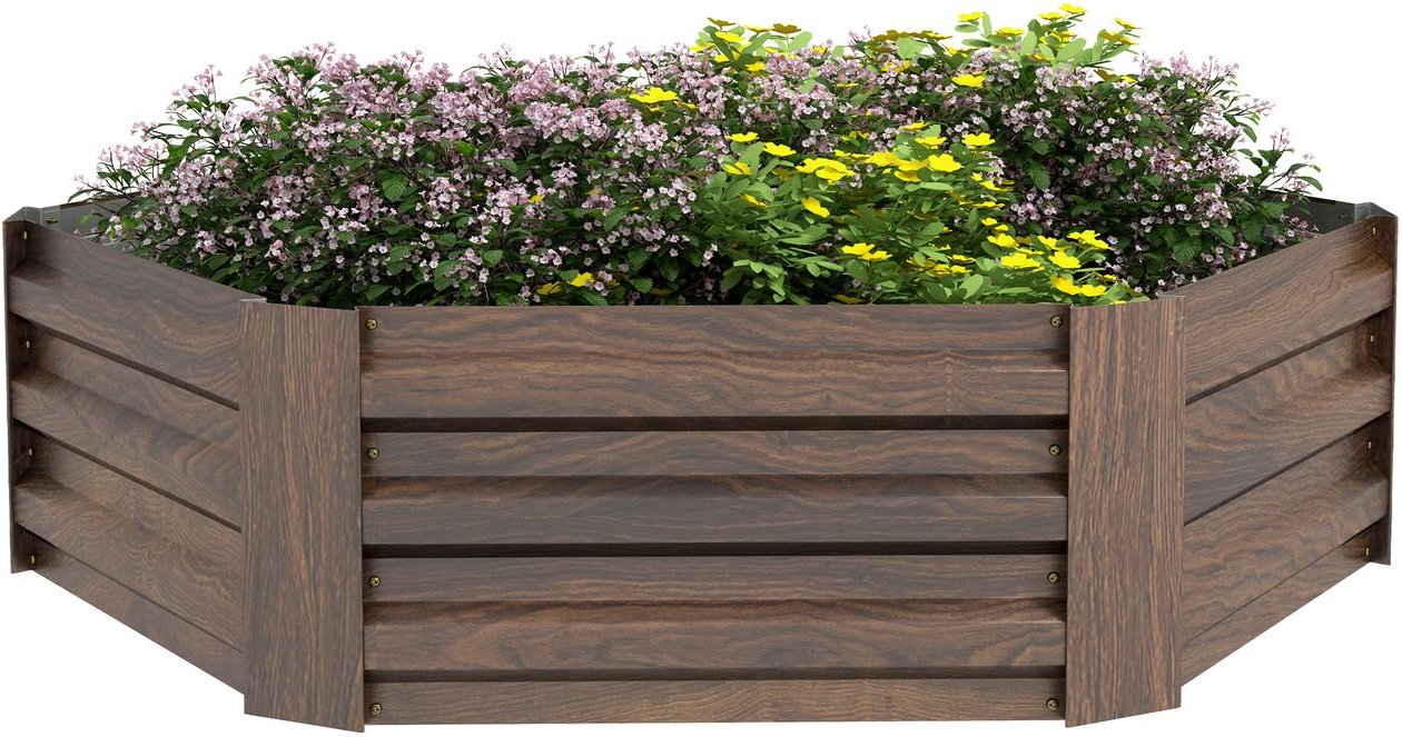 Hochbeet aus Stahl, sechseckiger Blumenkasten mit offenem Boden für Balkon
