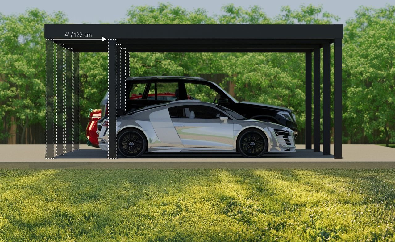 Carport Oslo 6x6 Alu Schwarz 596x607cm