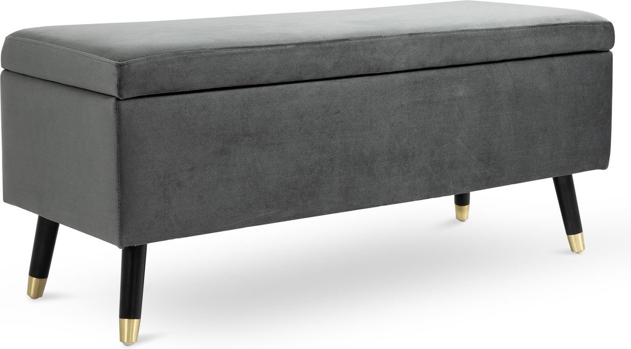 Thumbnail - Sitzbank, Polsterbank mit Stauraum, Metall, Schaumstoff, Kautschukholz, Kohlegrau, 110 x 43 x 45 cm