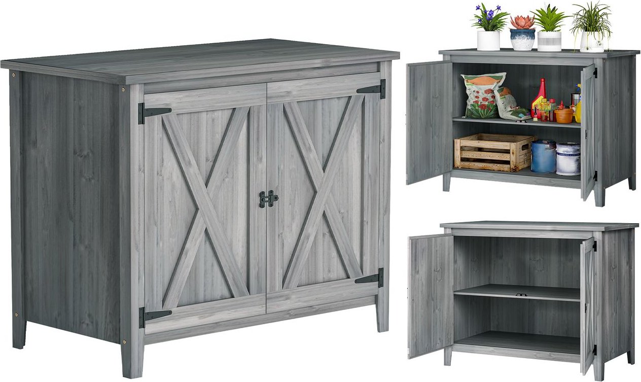 Gartenschrank Holz, Geräteschuppen wetterfest 110x60x88,5cm, Gerätehaus