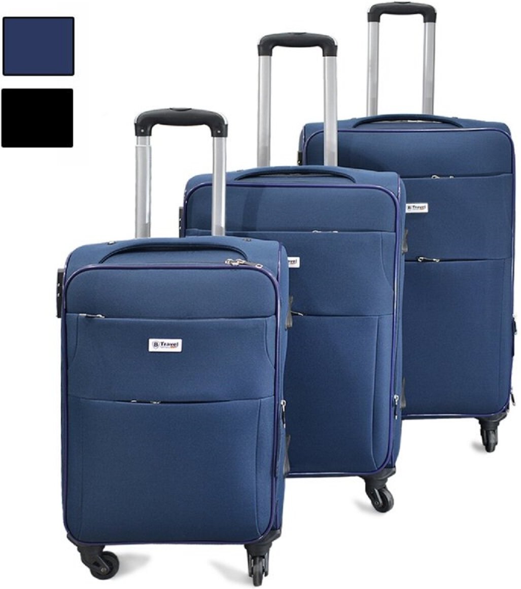 3-teiliges Trolley-Set Weiche Reisekoffer für komfortables Reisen Dunkelblau