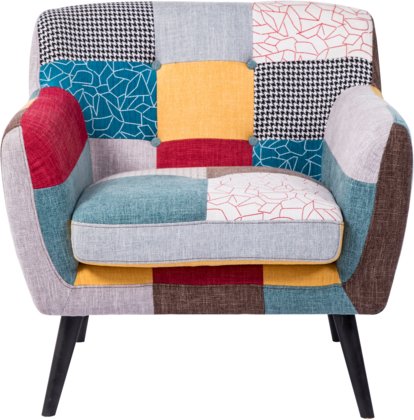 Skandinavischer Sessel Stoffbezug Patchwork - ca. 85 x 77 x 82 cm - Mehrfarbig