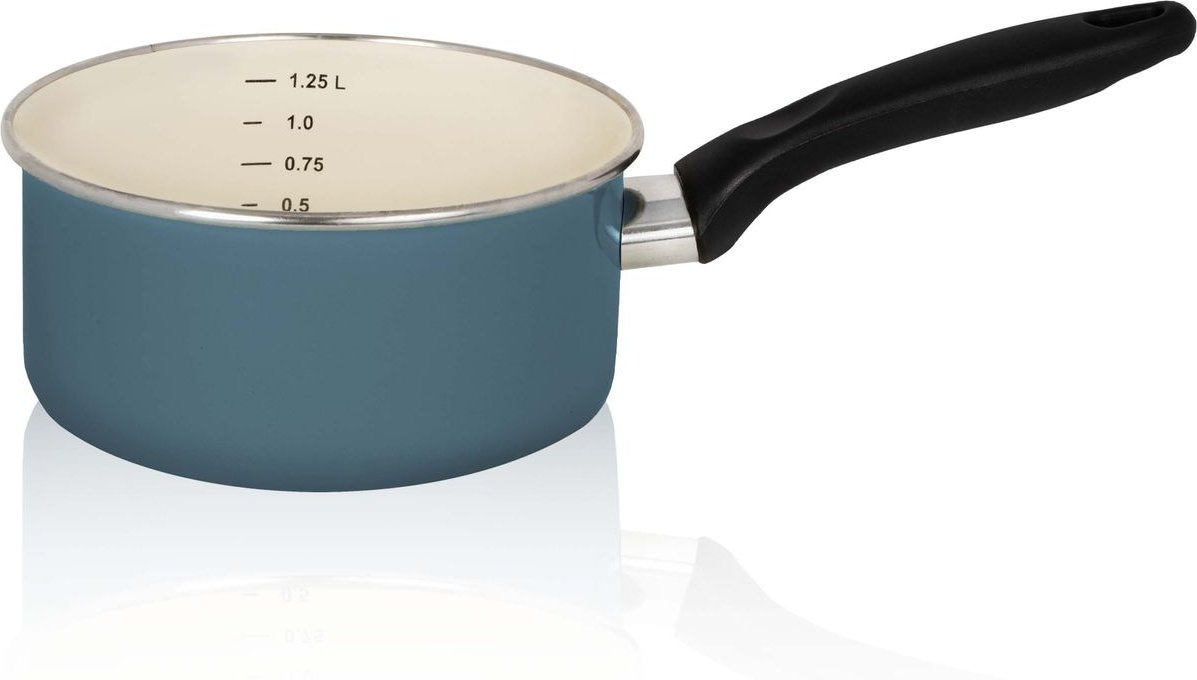 Emaillierter Stieltopf Petrol, 16 cm