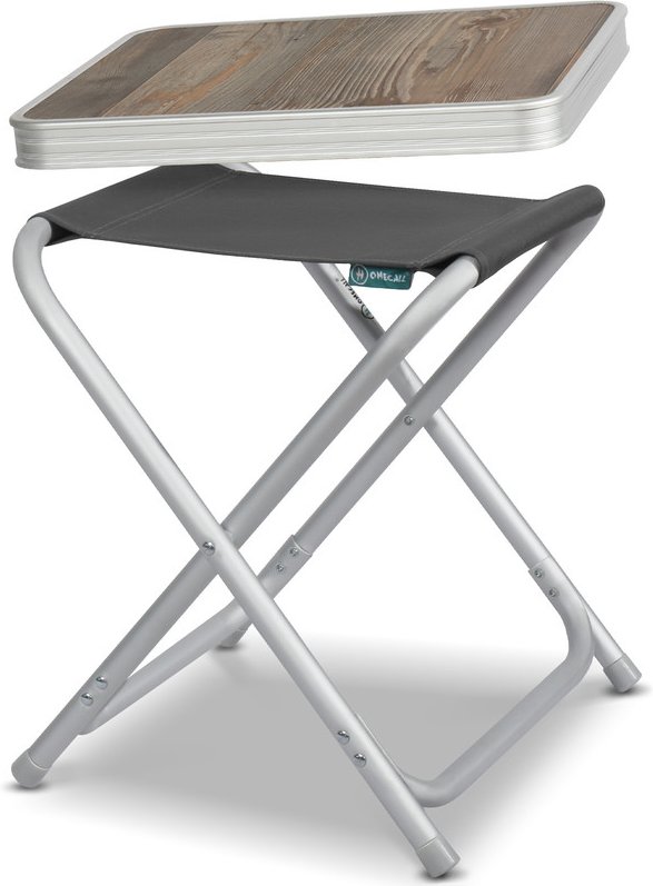 HOMECALL Leichter Campinghocker mit MDF Tisch, Aluminium Beistelltisch für Picknick und Balkon