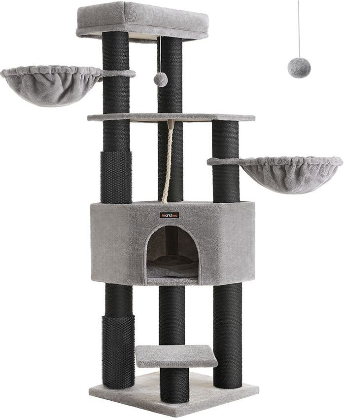 Kratzbaum mit selbsterwärmenden Decken taubengrau-schwarz