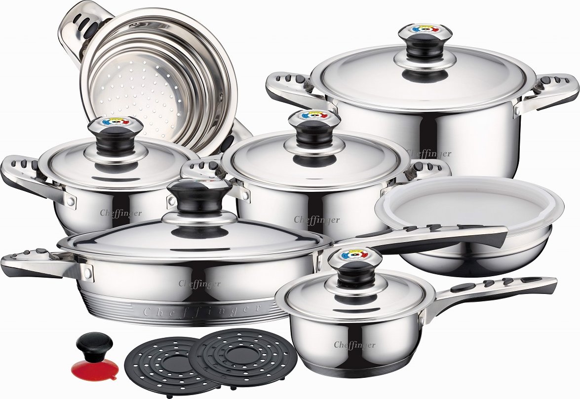 Cheffinger Kochtopf-Set 16-teilig – Edelstahl Induktion