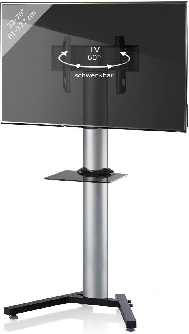 my media TV-Standfuß Stadino Maxi Silber/Schwarzglas