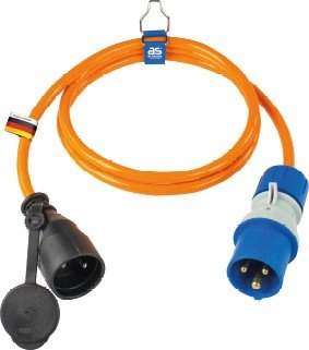 Thumbnail - Adapterkabel 1,5 m CEE Stecker mit Spannungsanzeige auf Französiche NF Kupplung, Außenbereich IP44