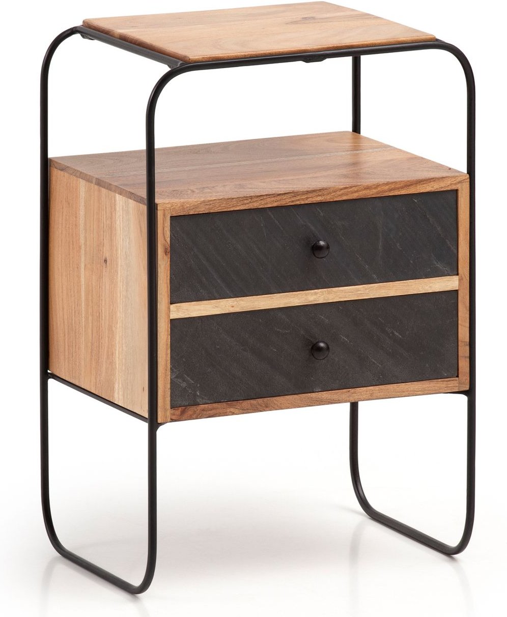 Thumbnail - Nachttisch Boxspringbett Massivholz Steinoptik 40x60x30 cm Nachtkommode