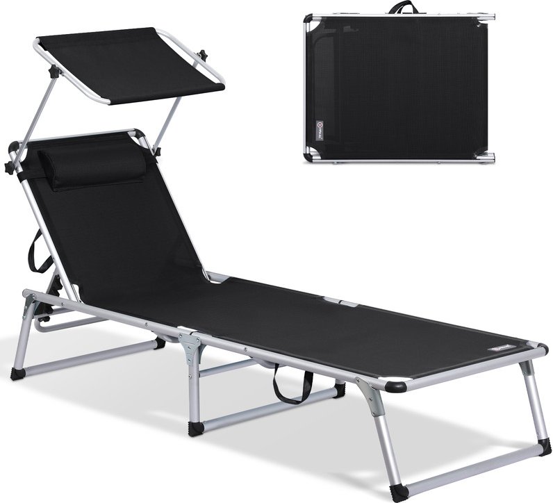 HOMECALL Strandliege Leicht Alu Sonnenliege, 5 fach Verstellbare Rückenlehne, bis 120KG