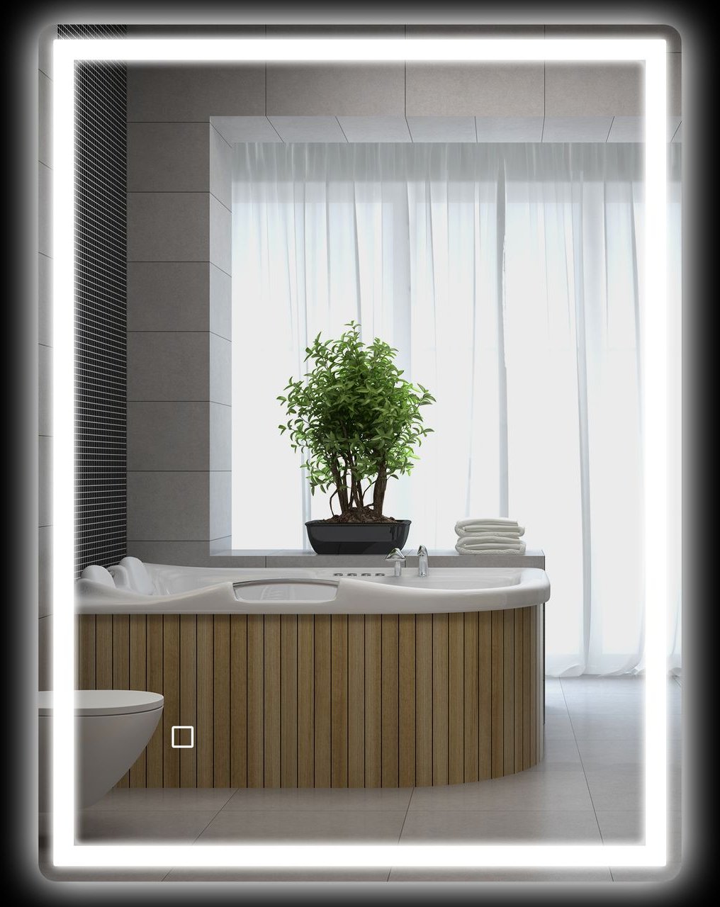 Badspiegel Dimmbar Badezimmerspiegel, Lichtspiegel mit Touchschalter IP44