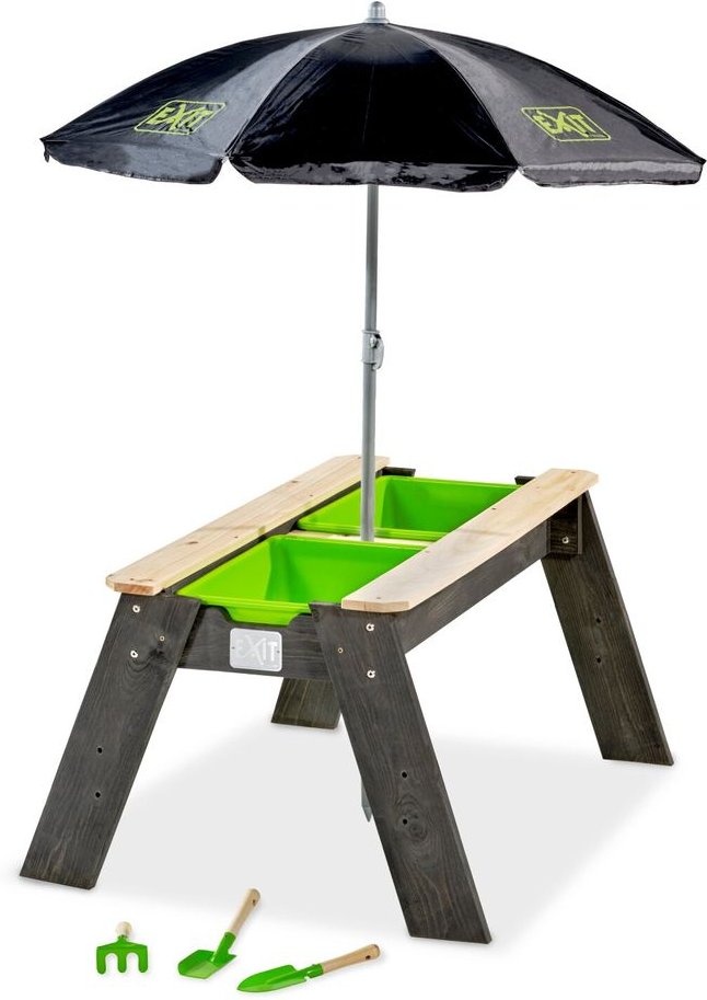 Aksent Sand- und Wassertisch mit Sonnenschirm und Gartenwerkzeugen