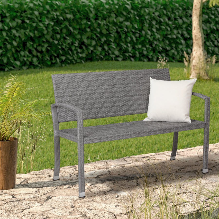 Gartenbank Polyrattan 122x90x55cm grau