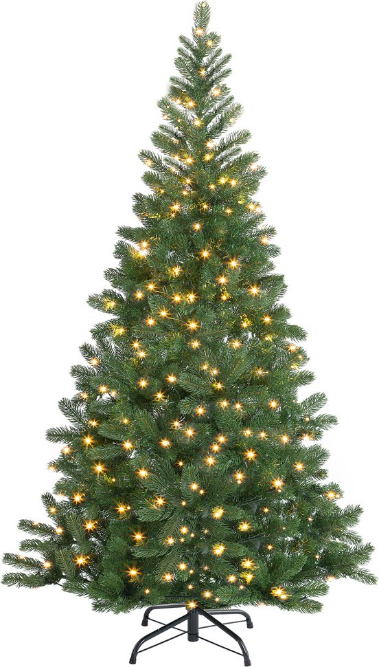 Weihnachtsbaum PVC inkl Lichterkette + Ständer 180cm dunkelgrün